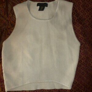 House of Harlow 1960 Ribbed Crop Sweater Top Cream Sleeveless High-Low Hem Sz M